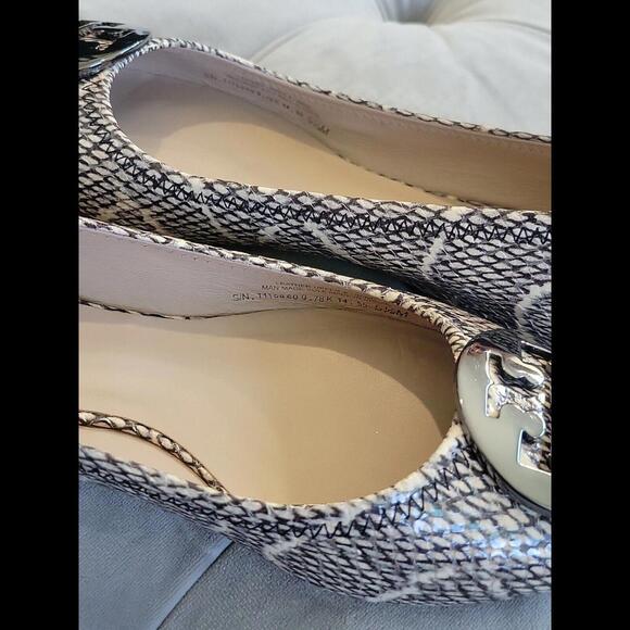 Tory Burch Reva Logo Black Pewter Cobra Ballet Flats Women Shoe 5.5 New 11158609 - Picture 12 of 14